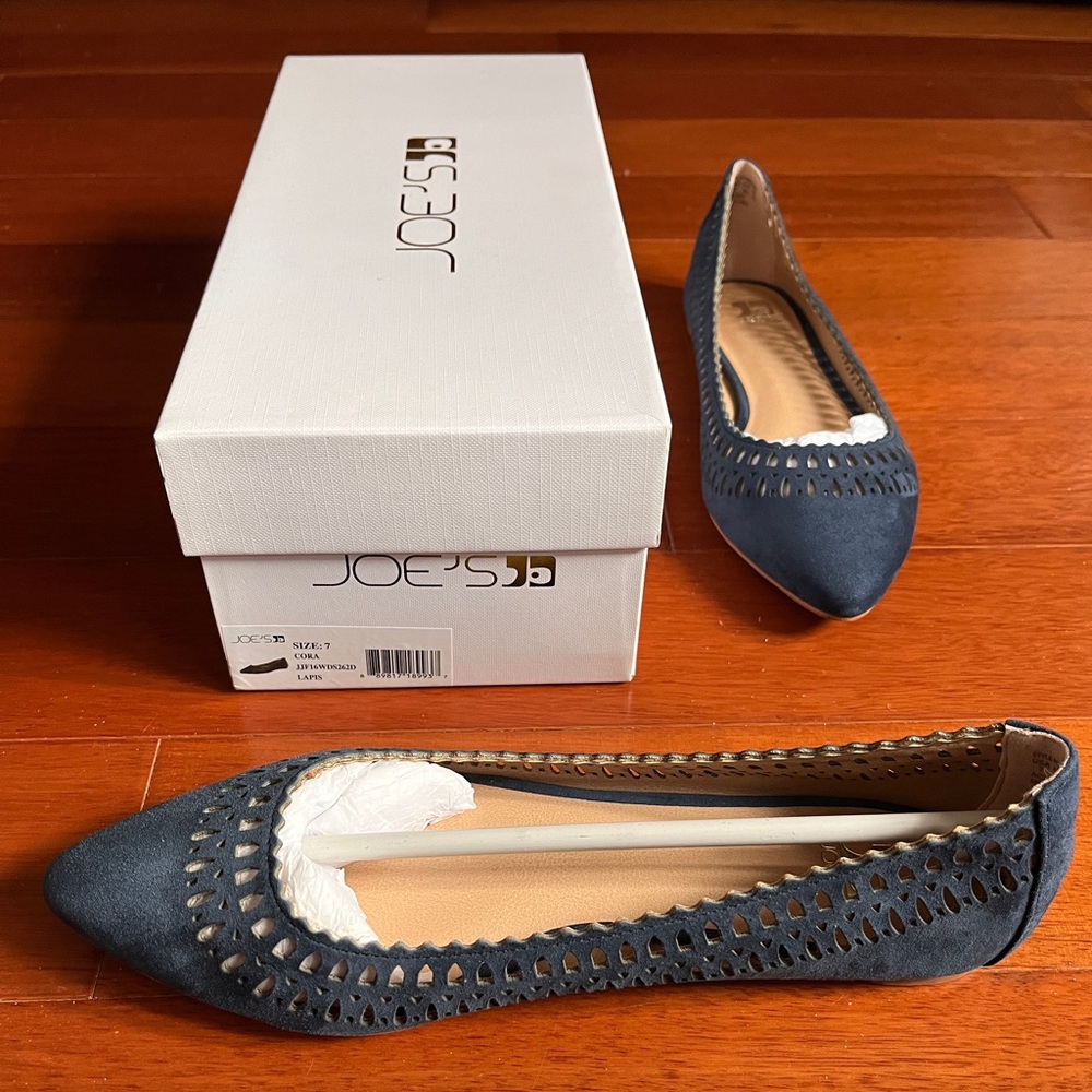 Joes jeans blue suede perforated flats